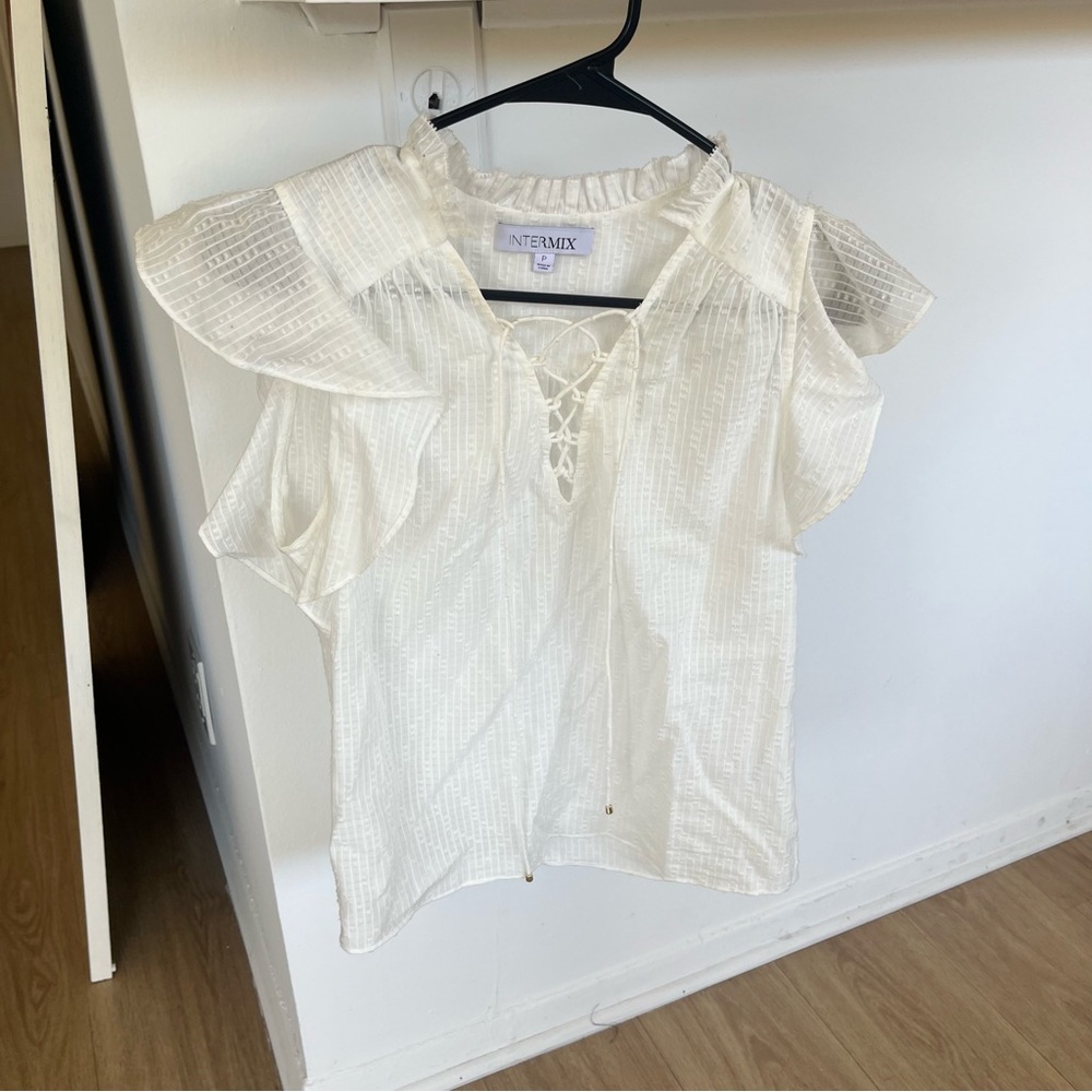 INTERMIX Ivory Lace-Up Blouse